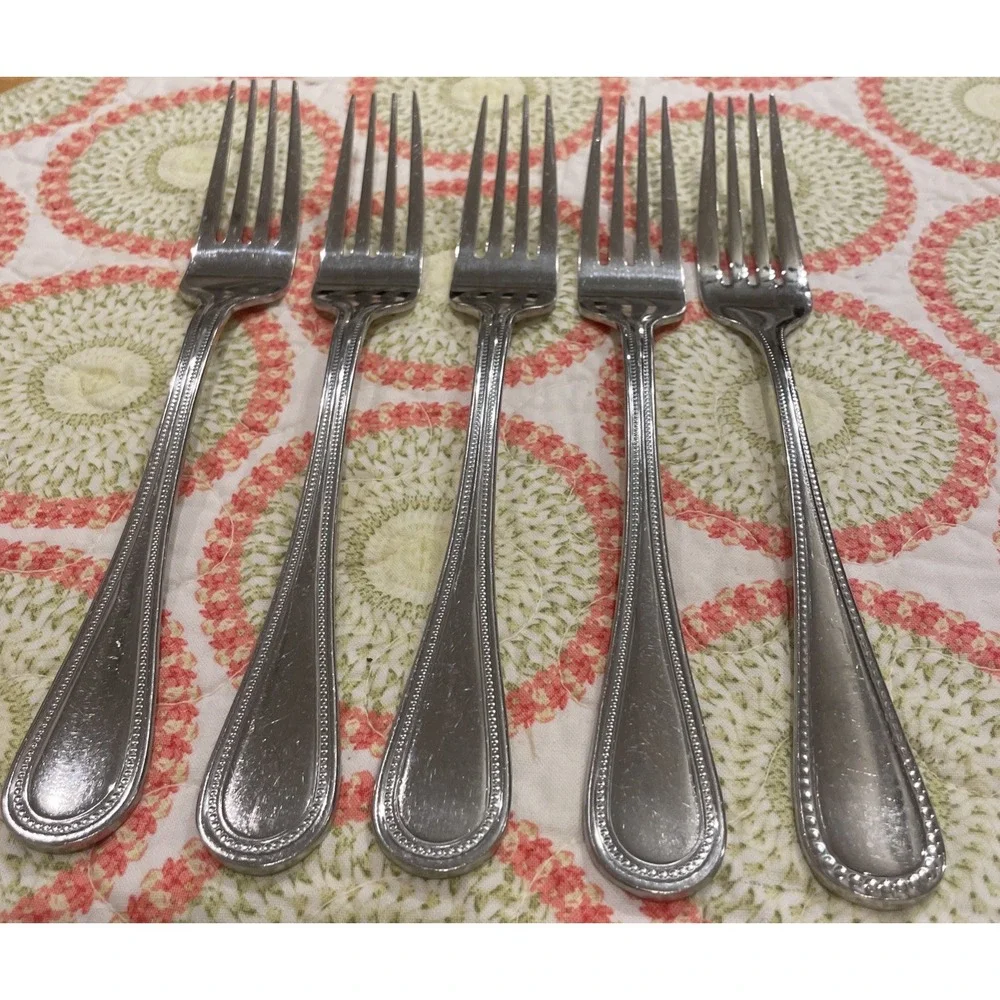 Wallace Continental Bead Set Of 5 Dinner Forks Fork 18/10 Stainless‎ Flatware